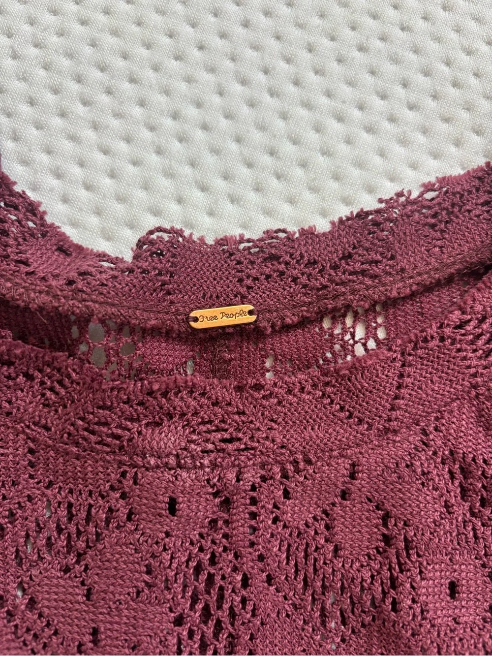 Free People Burgundy Lace Long-Sleeve Top